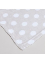 Juniors Polka Dot Printed Fleece Blanket and Cap - 76x100 cms