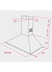 شفاط مدخنة تيكا يثبت على الحائط، DBB 60 (74.9-104.9 × 60 × 48 سم)