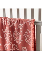 Juniors Strawberry Print Blanket with Textured Border - 102x76 cms
