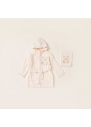 Giggles Embroidered 4-Piece Hooded Bathrobe and Towel Set