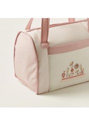 Cambrass Floral Embroidered Diaper Bag with Double Handles