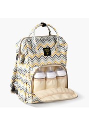 Sunveno Chevron Print Diaper Backpack with Zip Closure and Top Handles