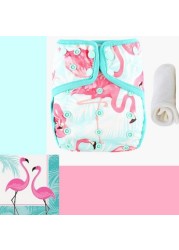 Little Story Flamingo Print Reusable Diaper with Insert
