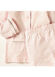 Juniors Polka Dot Print Full Sleeves Shirt and Pyjama Set