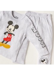 Disney Mickey Mouse Print T-shirt and Pyjama- Set of 2