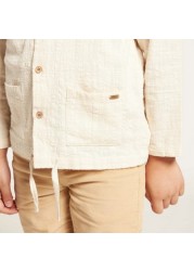 Textured Hooded Shirt with Long Sleeves and Patch Pockets