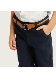 Juniors Solid Shorts with Button Closure and Belt