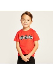 Batman Print Crew Neck T-shirt and Full Length Pyjama Set