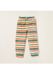 Juniors Graphic Print T-shirt and Striped Pyjamas Set