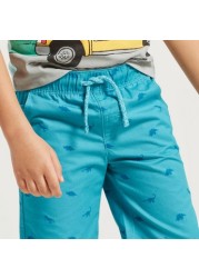 Juniors All-Over Print Shorts with Pockets and Drawstring Closure