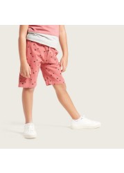 All-Over Star Print Shorts with Pocket Detail and Belt Loops