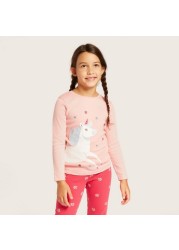 Juniors Unicorn Print T-shirt and All-Over Printed Pyjamas Set