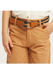 Juniors Solid Shorts with Button Closure and Belt