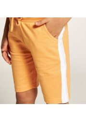 Juniors Solid Mid-Rise Shorts with Drawstring Closure and Pockets