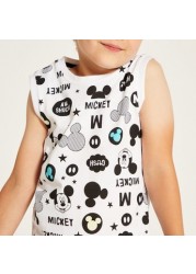 Disney All Over Mickey Mouse Print Sleeveless T-shirt