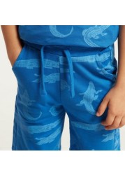 Juniors All-Over Printed Shorts with Pockets and Drawstring Closure