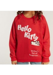 Sanrio Hello Kitty Print Sweatshirt with Long Sleeves and Pocket