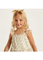 Polka Dot Print Sleeveless Tiered Dress with Frill Detail