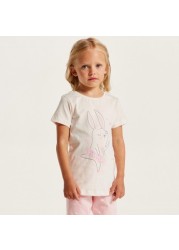 Juniors Printed Crew Neck T-shirt and Pyjama Set