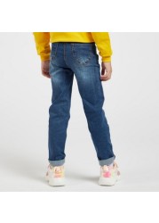 Juniors Solid Jeans with Button Closure and 5-Pockets