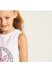 Disney Daisy Duck Print Sleeveless T-shirt with Knot Detail