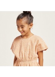 Love Earth Printed Organic Dress with Short Sleeves and Round Neck
