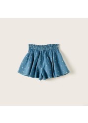 Juniors Printed Denim Skort with Elasticised Waistband