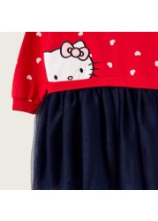 Sanrio Hello Kitty Print Knit Dress with Long Sleeves