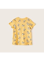 Peanut Print Crew Neck T-shirt with Short Sleeves