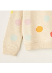 Juniors Polka Dot Print Pullover with Long Sleeves