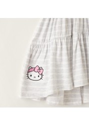 Sanrio Hello Kitty Print Tiered Dress with Short Sleeves