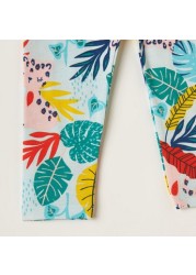 Juniors Printed Mid-Rise Leggings with Elasticated Waistband