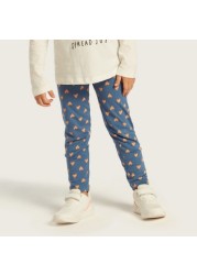 Juniors All-Over Heart Print Leggings with Elasticated Waistband