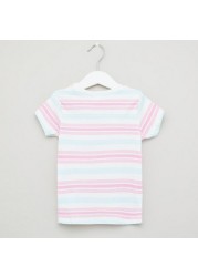 Juniors Striped T-shirt with Short Sleeves