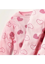 Juniors Heart Print Long Sleeve T-shirt and Pyjama Set