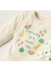 Juniors Printed Long Sleeve T-shirt and Pyjama Set