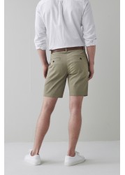 Belted Chino Shorts With Stretch