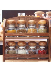 Billi Wooden Spice Rack W/ 8 Bottles