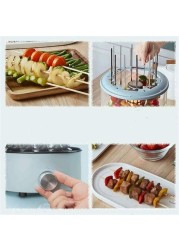 Electric Automatic Rotating Barbecue Machine, Automatic Rotating Indoor Smokeless Small Grill, Fast Grill Equipment, 12 String Automatic Rotating Oven, Use Time Control,Pink