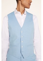 Moss Bros Blue Slim Fit Summer Waistcoat