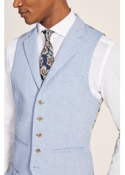 Moss Slim Fit Light Blue Tweed Waistcoat