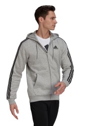 adidias Fleece 3 Stripe Zip Through Hoodie