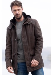 Lakeland Leather Stonethwaite Hooded Brown Leather Coat