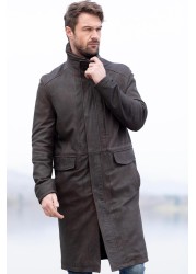 Lakeland Leather Kirkland Long Brown Leather Coat