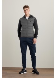 Jersey Sleeve Quilted Hooded Jacket