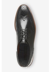 Mens Contrast Sole Leather Brogues Wide Fit
