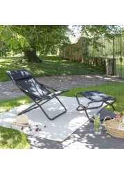 Transabed Steel Deck Chair Lafuma Mobilier (93 x 67 x 88 cm, Noir & Acier)