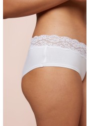 Lace Trim Cotton Blend Knickers 4 Pack Short