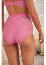 Microfibre And Lace Knickers High Rise