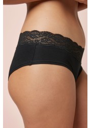 Lace Trim Cotton Blend Knickers 4 Pack Short